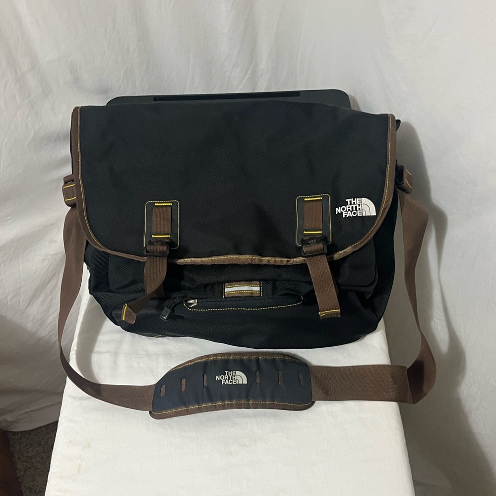 The North Face Black and Brown Men's Messenger Bag Vintage Retro